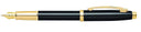 Sheaffer 100 Glossy Black Lacquer Fountain Pen Gold Trim
