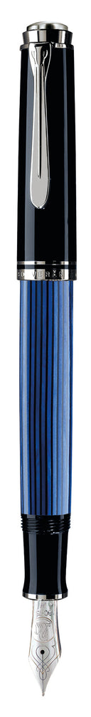 Pelikan Souveran M805 Fountain Pen - Black/Blue with Silver Trim