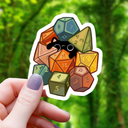 Mimic Gaming Co - Cat Amongst Polyhedral Dice Sticker - 3"