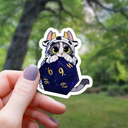 Mimic Gaming Co - Cow Cat On Polyhedral D20 Dice Sticker - 3"