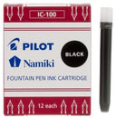 PILOT Namiki IC100 Fountain Pen Ink Cartridges, Black, 12-Pack