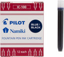 PILOT Namiki IC100 Fountain Pen Ink Cartridges, Blue/Black, 12-Pack