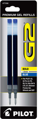 Pilot G2 Gel Ink Refills, Blue, 2 Pack
