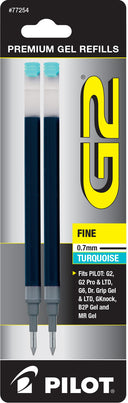 Pilot G2 Fine Point Gel Ink Refills (0.7mm), Turquoise, 2 Pack