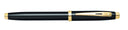 Sheaffer 100 Glossy Black Lacquer Fountain Pen Gold Trim