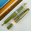 Back to the Land Quirky Leaf Fountain Pen - Push Button Piston - Gold Trim