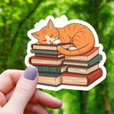 Mimic Gaming Co - Tabi Cat Sleeping on Books Sticker- 3"