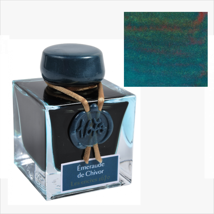 J. Herbin 1670 Ink with Gold Shimmer - Emeraude de Chivor Ink (Emerald ...