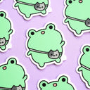 Robot Dance Battle - Wasabi the Frog with Cat Bag Sticker
